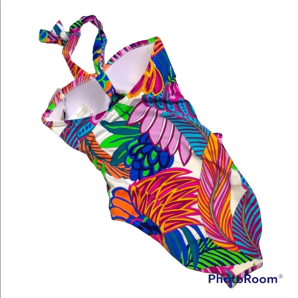 NWT Trina Turk Women's One-Piece Swimsuit Tropical Floral Halter Size 4 - Picture 3 of 9